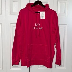 Life is Good bright pink hoodie NWT
